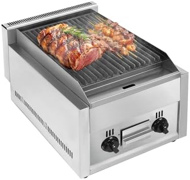 21" Gas Grill, 60TU/hr Commercial Countertop Gas Grill 2 Burner Gas Propane Flattop BBQ Stove Natural/Propane gas Radiant Char Broiler Grill with Adjustable Temperature for Garden Patio by Unknown
