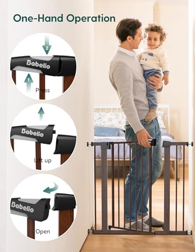 Babelio 29-55" Extra Wide Baby Gate, PressGuard P7, Black Wood Pattern - Image 4