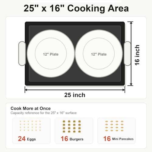 Utheer 25 x 16 Stainless Steel Griddle, Ceramic Nonstick for Gas Grill - Image 3