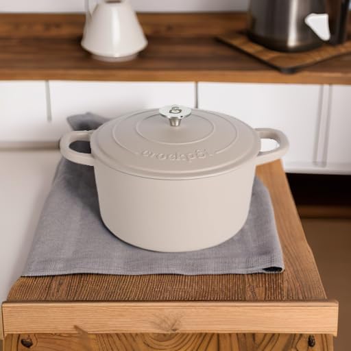 Crock-Pot Artisan 5-Quart Round Cast Iron Dutch Oven with Lid – Matte Dusty Pink, Durable Oven Safe Cookware - Image 5