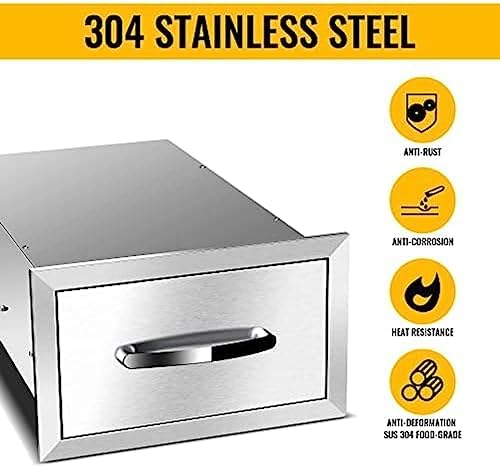 BBQ Outdoor Kitchen Drawers Stainless Steel 3-Drawer BBQ Drawer Enclosed Built-in Drawer Flush Mount for Outdoor Kitchens & BBQ Islands,14Wx23Dx8.5H - Image 4