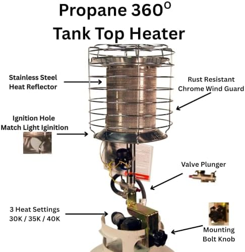 Dura Heat TT-360 Propane(LP) 360 Degree Tank Top Heater, Length: 8.9in, Width: 8.9in, Height: 20.24in,Silver - Image 7