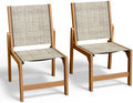 Ciokea HDPE Outdoor Dining Chair of 2, Patio Stackable Porch Chairs, Teak by CIOKEA
