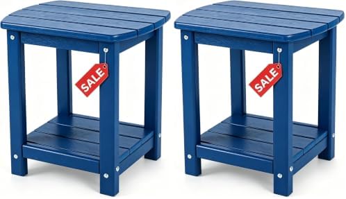 Adirondack Square Outdoor Side Table,2-Tier Storage Patio Side Table, HDPE End Tables for Backyard Pool Porch Garden Lawn (Pack of 2) by GARDENSTAR