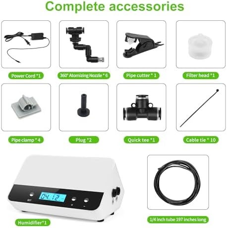 Reptile humidifier, LCD with Timing Function, time Length and Interval can be Set, Reptile Spray System with 6 Spray nozzles,misting System for Reptiles of Amphibians, Tanks, Paludarium - Image 5