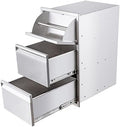 17" W Outdoor Kitchen Double Drawer with Paper Towel Holder Combo Works with Your Grilling or Prep Zones Flush Mount for Outdoor Kitchen Island（Overall Size:17" W x 30" H x 21" D inch） by ATATOD