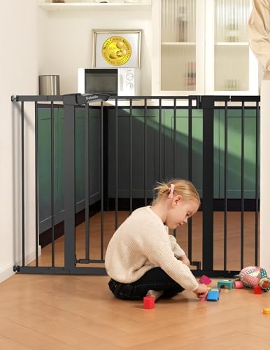 Babelio 29-43" Baby Gate for Stairs, 36" Tall, PressGuard P7, Black by BABELIO