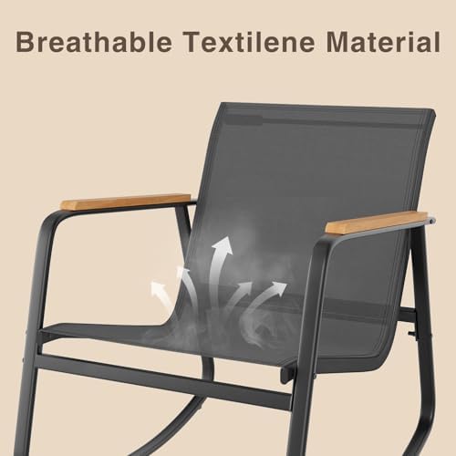 Ahomly 3 Pieces Patio Furniture Set Textilene Outdoor Rocking Set, Black - Image 3