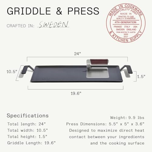 Made In Cookware - Carbon Steel Griddle + Grill Press - Professional Cookware - Crafted in Sweden - Induction Compatible - Image 3