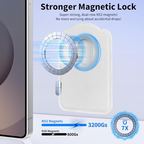 Magnetic Wallet for Samsung Galaxy S26 S25 S24 Series, Fold 8 Ultra with Magsafe Case, for iPhone 18-12 Series, RFID Blocking Leather Magnetic Card Holder | Holds 3 Cards | White - Image 2