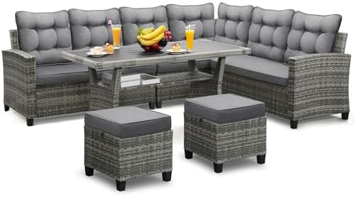 KROFEM 6 Piece Patio Furniture Set, Dining and Conversation Set by KROFEM