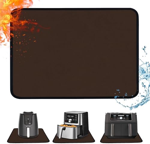 Heat Resistant Mats for Air Fryer on Countertop, 24 x 16in, Brown by Amerbro