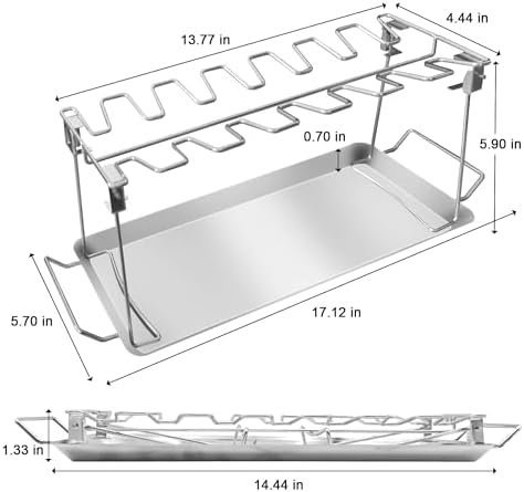 Drumstick Holder-2 Sets Chicken Leg Rack for Grill with Drip Tray, 14 Slots Durable Stainless Steel Drumstick Rack, Drumstick Holder Roaster Stand for Smoker Grill, Oven, BBQ Accessories - Image 5