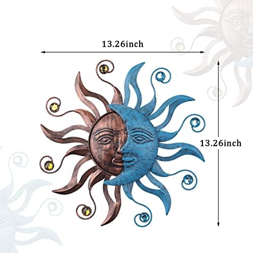 MUMTOP 13.26 Inch Sun and Moon Outdoor Metal Wall Art for Fence Patio Decor - Image 3