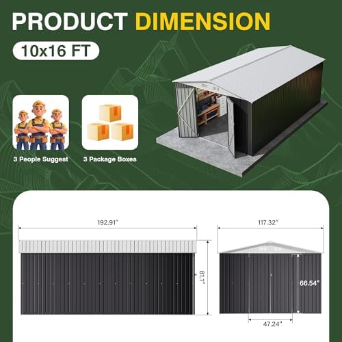 AirWire 10x16 FT Outdoor Metal Storage Shed - Image 2