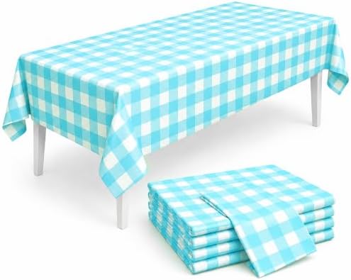 C CRYSTAL LEMON Disposable Plastic Tablecloths, 4 Pack, 54 x 108, Turquoise by CrystalLemon