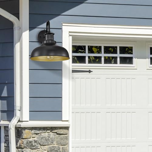 Dusk to Dawn Outdoor Barn Lights Outdoor Wall Sconces Farmhouse Exterior Wall Mount Light Vintage Outside Lighting Fixture Industrial Black Lanterns for Porch Garage Shed Patio, 4 Pack - Image 6