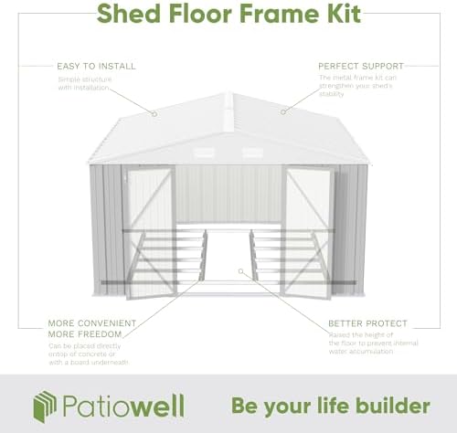 Patiowell 10x10 FT Outdoor Storage Shed with Floor Frame, Gray - Image 2