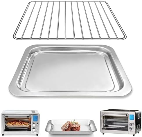 Air Fryer Replacement Parts for Emeril Lagasse Everyday 360 Air Fryer, Food-Grade Non-stick Stainless Steel Air Fryer Accessories，Including 12''×10'' Grill Pan Plate Tray and 12.4''×10'' Wire Rack by GWY