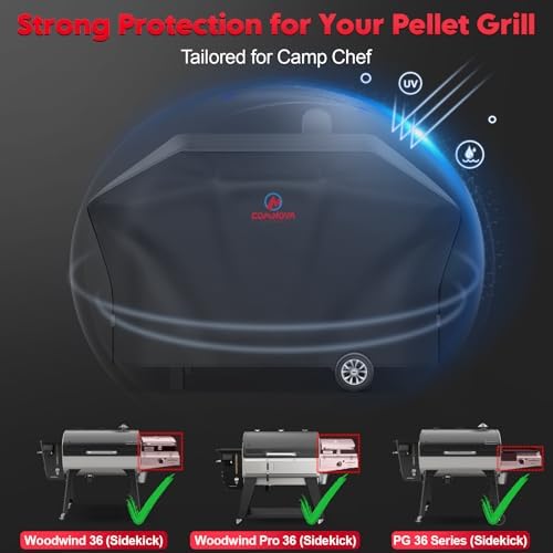 Comnova Pellet Grill Cover for Camp Chef 36 Series with Sidekick - 600D Premium Smoker Cover Waterproof Heavy Duty for Camp Chef Woodwind 36 / Pro 36 with Sidekick Sear or Sidekick Flat Top, and More - Image 4