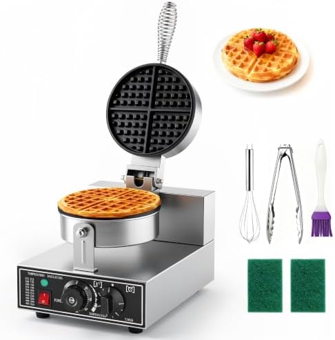 Commercial Waffle Maker, 1200W Waffle Iron, Professional Waffle Baker Machine with Temp and Time Control, Non-Stick Baking Pan Stainless Steel for Restaurant Bakeries Kitchen Home by YODHOSA