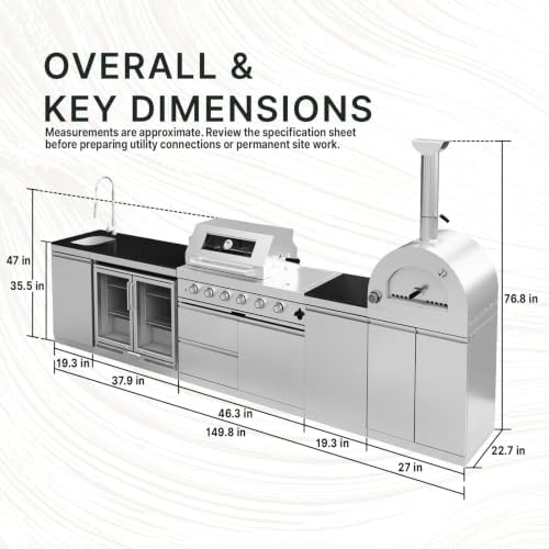 Modular Outdoor Kitchen 150",Propane Grill with Pizza Oven.108,000 BTU - Image 2