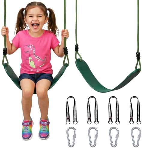 HeyZoo 2 Pack Heavy Duty Kids Swing Seat 330LBS, 79" Adjustable Rope, Green by HeyZoo