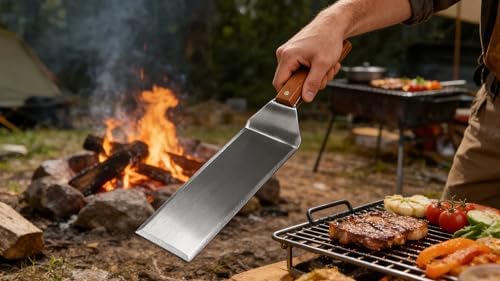 Set of 2 Extra Long Thicker Stainless Steel Griddle Spatula BBQ Tools - Image 3