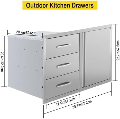 Outdoor Kitchen Drawer Combo, BBQ Access Trash Drawer Combo With Stainless Steel, Outdoor Kitchen Trash Drawer For BBQ Island, Grilling Station, Outside Cabinet,G3 - Image 3