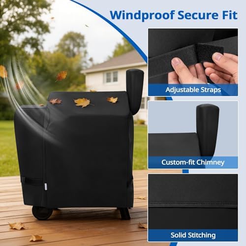 SunPatio Outdoor Heavy Duty Waterproof Wood Pellet Grill and Smoker Cover, UV Resistant Full Length BBQ Cover Compatible with Traeger 22 Series, Lil' Tex Grill and More, All Weather Protection - Image 5