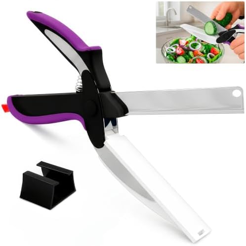 2 in 1 Kitchen Scissors for Food with Cutting Board, Safety Lock by LIBERHAUS