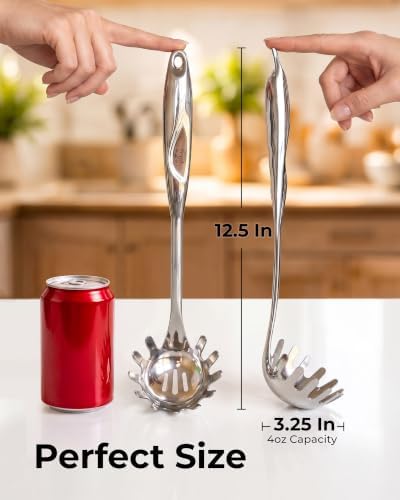 Zulay Kitchen Stainless Steel Pasta Spoon - Image 2