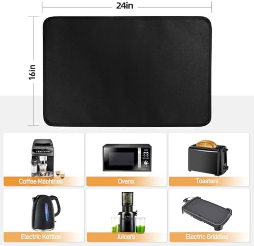 Heat Resistant Mats for Air Fryer on Countertop, 24 x 16in, Black - Image 5