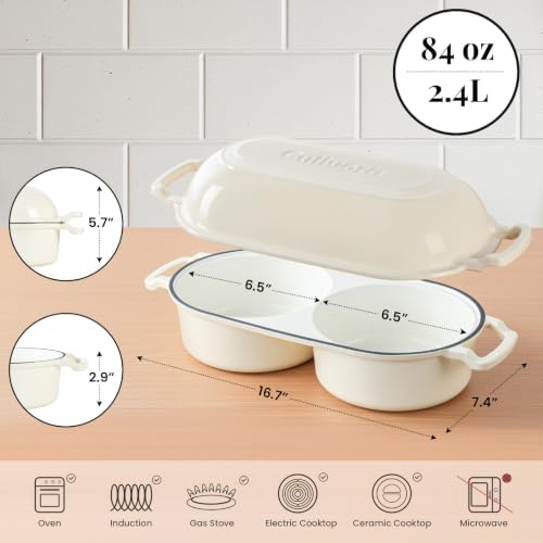 Cast Iron Double Dutch Oven, Mini Enamel Sourdough Bread Pan with Lid - Image 3
