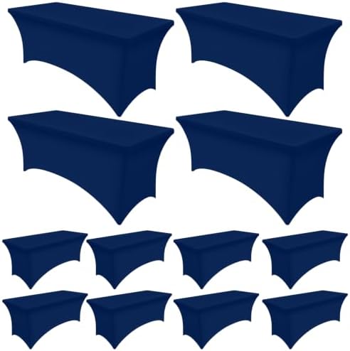 Smiry 12 Pack Spandex Table Cloth 6FT, Elastic Fitted Navy Tablecloth by Smiry