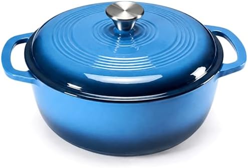 DUMOS Enamel Cast Iron Dutch Oven, 6 Quart Pot with Lid, Gradient Blue by DumosLifestyle