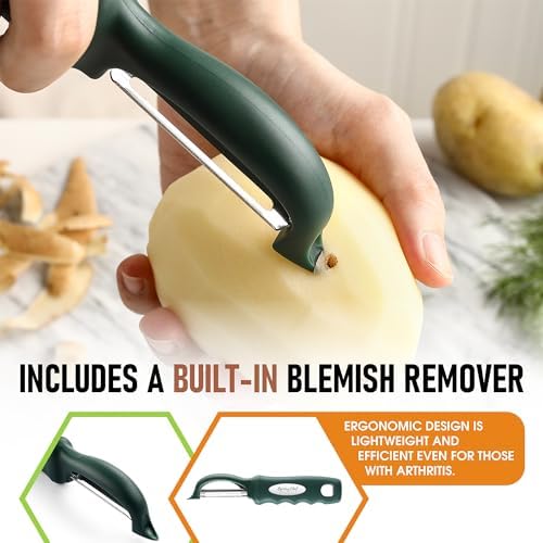 Spring Chef Potato Peeler for Kitchen with Soft Grip Handle, Pine Green - Image 5
