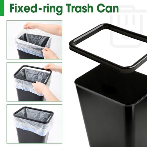 5 Pack Small Trash Can, Plastic Wastebaskets, 3.5 Gallon Small Garbage Can for Bathroom, Bedroom, Kitchen, Offices, Black - Image 4