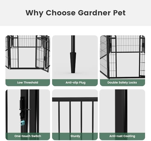 Gardner Pet Dog Playpens, 40" H 2 Add-on Panels for Small/Medium/Large Dogs, Foldable Pet Play Yard Gate Extensions, Pet Playpen, Anti-Rust, Quick Install, Black - Image 4