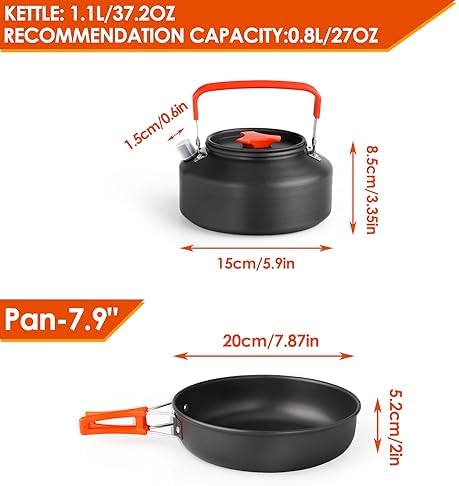 Gutsdoor Camping Cookware Set Camping Gear Campfire Utensils Non-Stick Cooking Equipment Lightweight Stackable Pot Pan Bowls with Storage Bag for Outdoor Hiking - Image 4