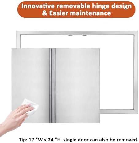 BI-DTOOL Outdoor Kitchen Double Doors 30" W X 21" H BBQ Access Door Thickened 304 Brushed Stainless Steel Doors for Indoor/Outdoor Kitchen Outdoor Cabinet Barbeque Grill or BBQ Island - Image 6