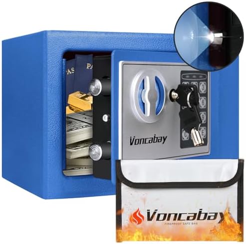 Voncabay Money Safe Box for Home with Digital Keypad, 0.23 Cu. Ft., Blue by Voncabay
