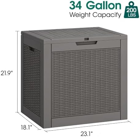 KAMABOKO Outdoor Storage Box, 34 Gallon Deck Box Outdoor Waterproof Small - Image 2