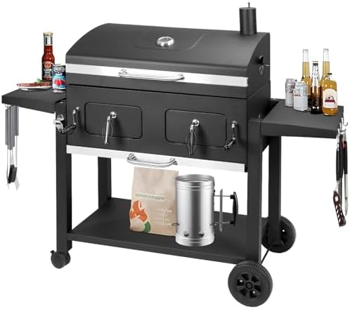 Charcoal Grill 753 Sq In,Extra Large BBQ Grill Adjustable Charcoal Trays by DNKMOR
