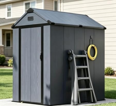 Aoxun 4' x 6' Dark Gray Resin Outdoor Storage Shed by Aoxun
