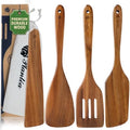 Wooden Spatula for Cooking – Premium Acacia Wooden Cooking Utensils Set of 4 for Nonstick Cookware – Heat Resistant, Scratch-Free & Durable Kitchen Tools with Comfortable Grip by Plant%C3%A9a