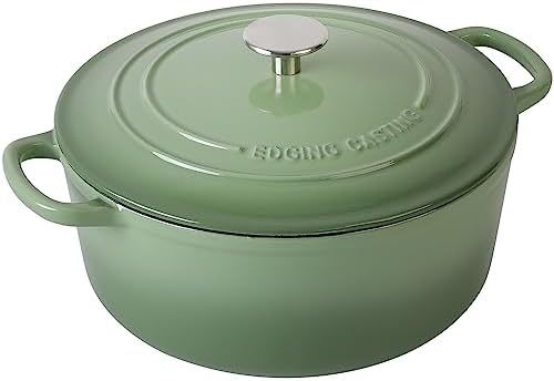 EDGING CASTING Enameled Cast Iron Dutch Oven Pot With Lid, 5.5 Quart, for Bread Baking, Cooking, Pistachio Green - Image 2