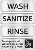 Faittoo Wash Rinse Sanitize Sink Labels Signs with Employees Must Wash Hands Sign, (4 Pack) 9" x 3" Rust Free Brushed Aluminum Sign, Self-adhesive, for Restaurant, Hotel, Rest Stops, Company by Faittoo