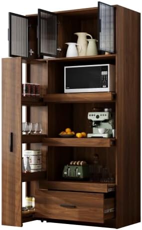Kitchen Pantry Storage Cabinet Freestanding Tall Buffet Cupboard - Image 4