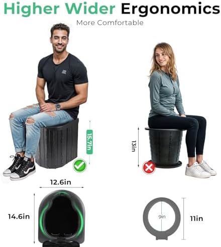 Camping Toilet, Portable Toilet for Adults, Camp Toilet with Handbag, Travel Potty for Camping, Hiking, RoadTrip, Car, Tent, Truck Drivers (black-15.7''H) - Image 2